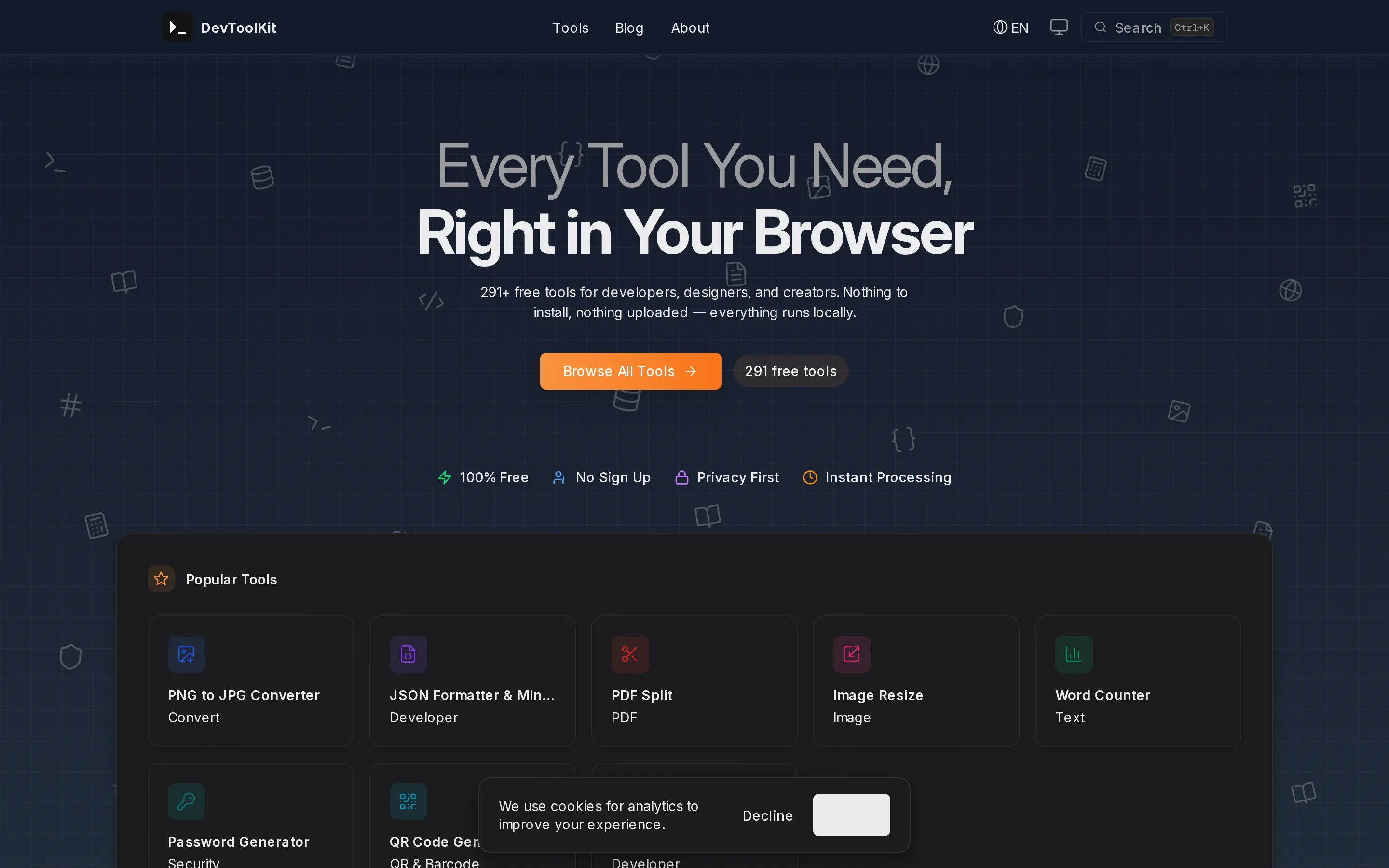Screenshot of devtoolkit.io